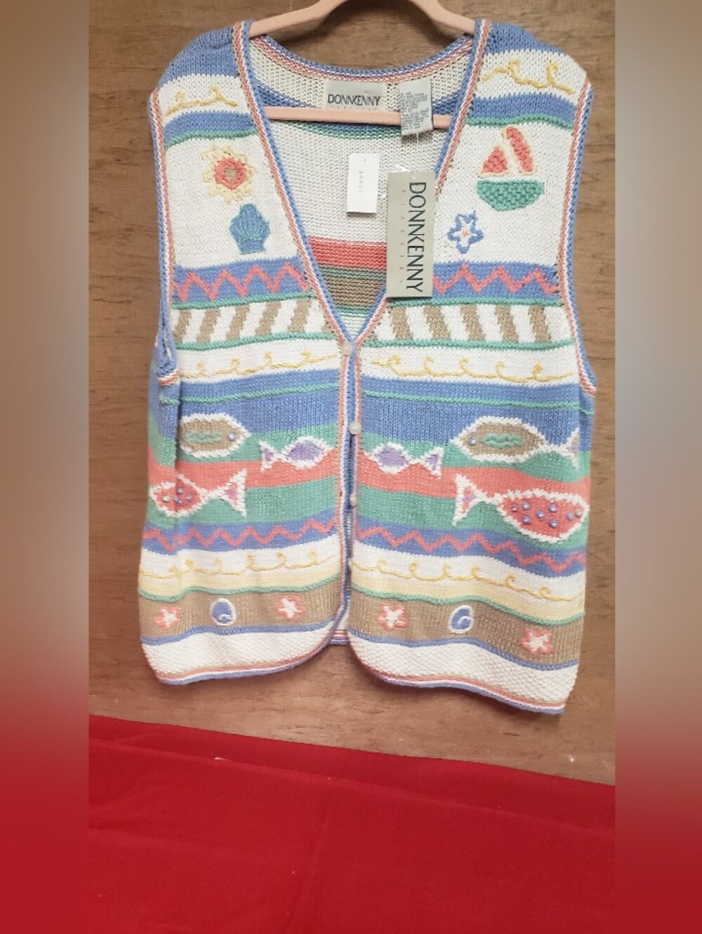 Donnkenny Whimsical Seaside Themed Sweater Vest 2X NWT